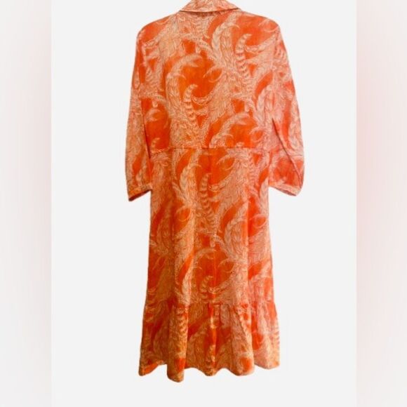 J. McLaughlin Orange and White Sundress with Bishop Sleeves - Picture 11 of 12